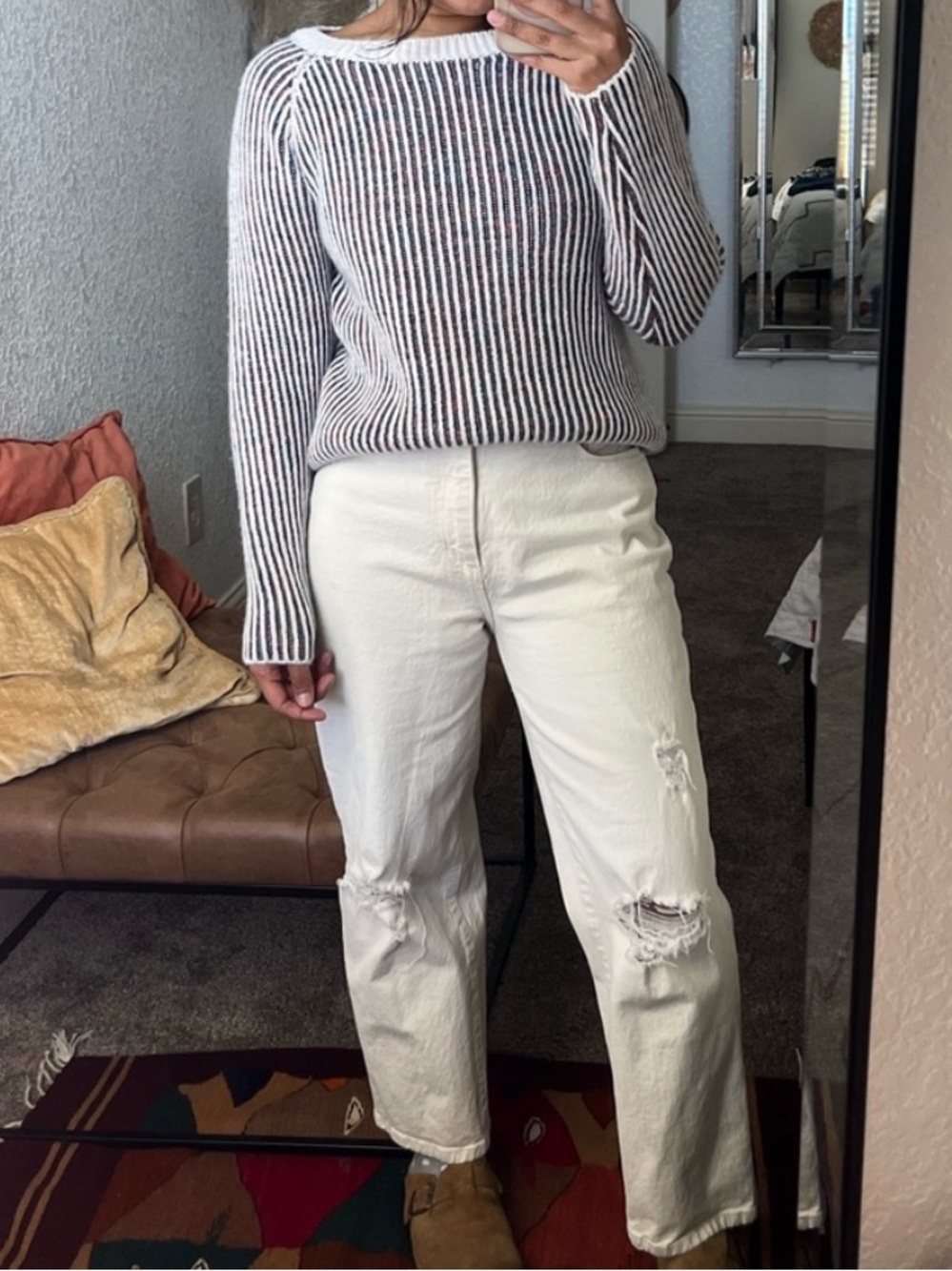Cocogio made in Italy wool blend ribbed colorful striped long sleeve sweater